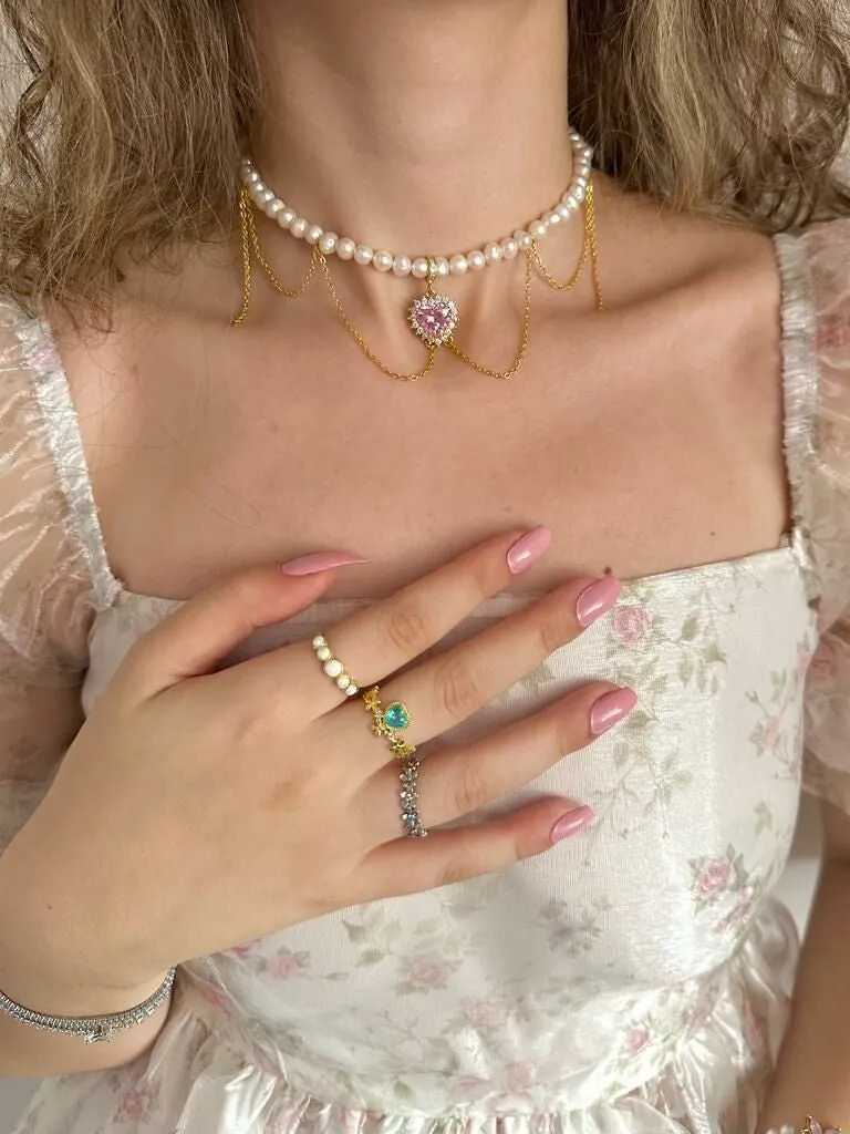 Victorian Heart Water Pearl Necklace