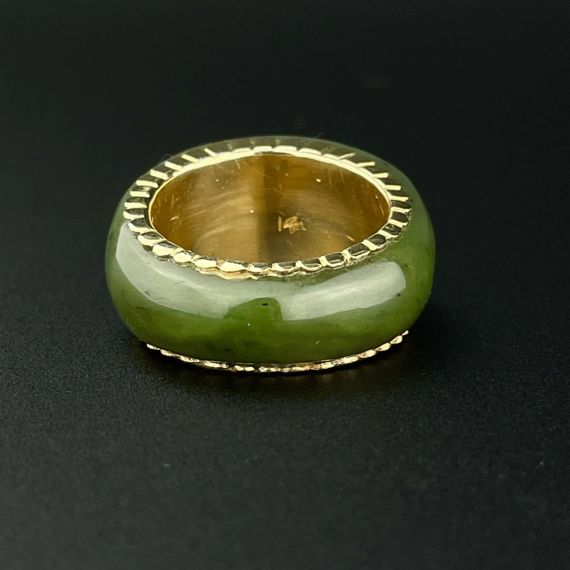 Vintage 14K Gold Jade Dome Eternity Ring, Sz 6 3/4