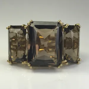 Vintage Smoky Quartz Ring in 14K Yellow Gold. 17  CTW. Cocktail Ring. Estate Jewelry