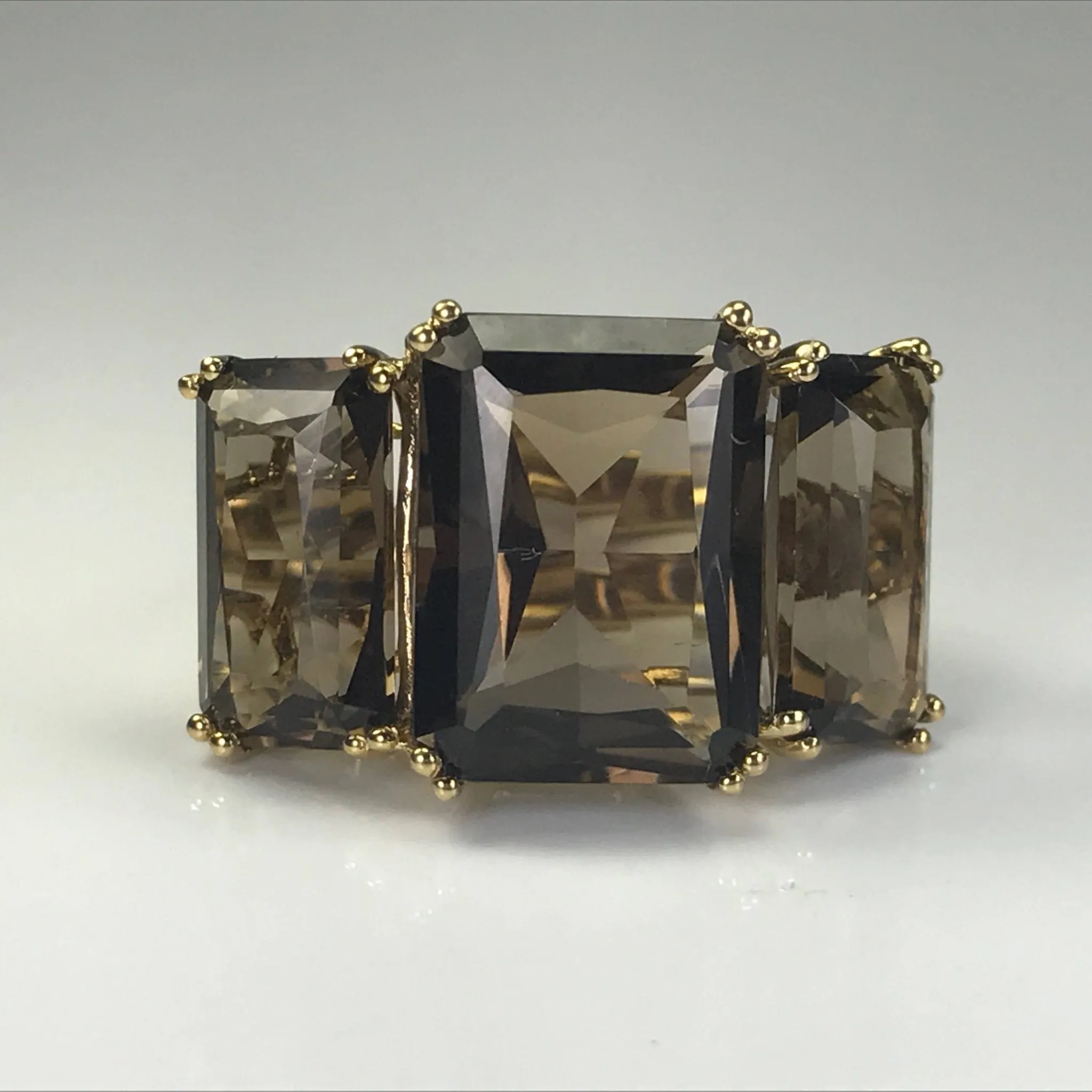 Vintage Smoky Quartz Ring in 14K Yellow Gold. 17  CTW. Cocktail Ring. Estate Jewelry