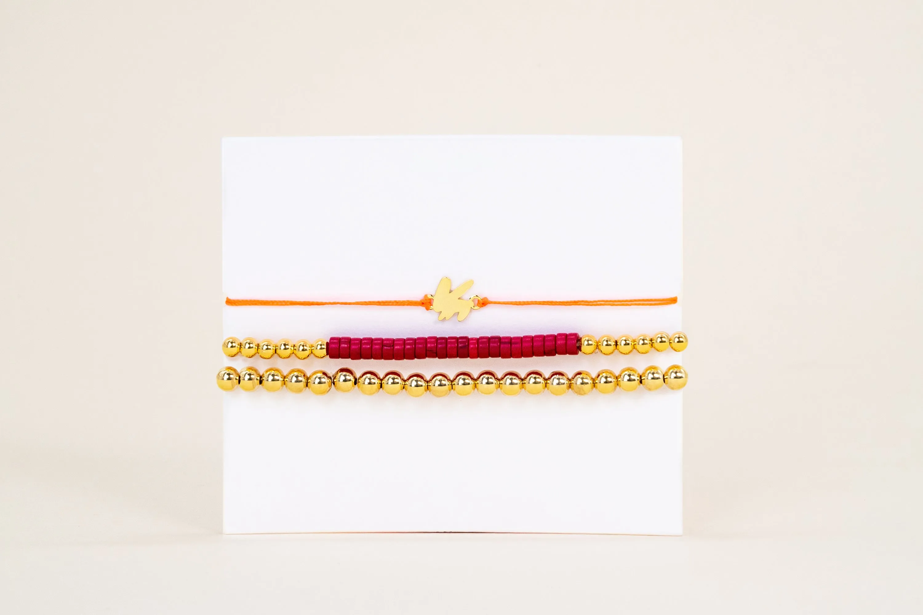 VITAMIN Gold Friends Bracelet (set) Neon Orange Bunny (14K)