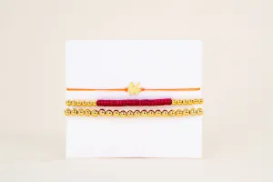 VITAMIN Gold Friends Bracelet (set) Neon Orange Bunny (14K)