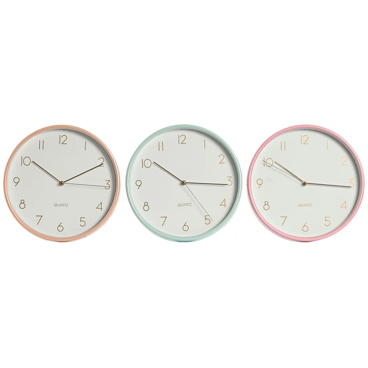 Wall Clock Home ESPRIT Coral Mint Lilac PVC 25,5 x 4,3 x 25,5 cm (3 Units)