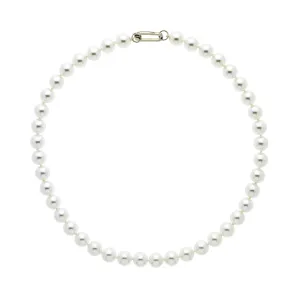 White Pearl & Platinum Clasp Necklace