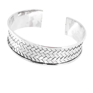 Women's 925 Sterling Silver 16mm Woven Bangle Bracelet