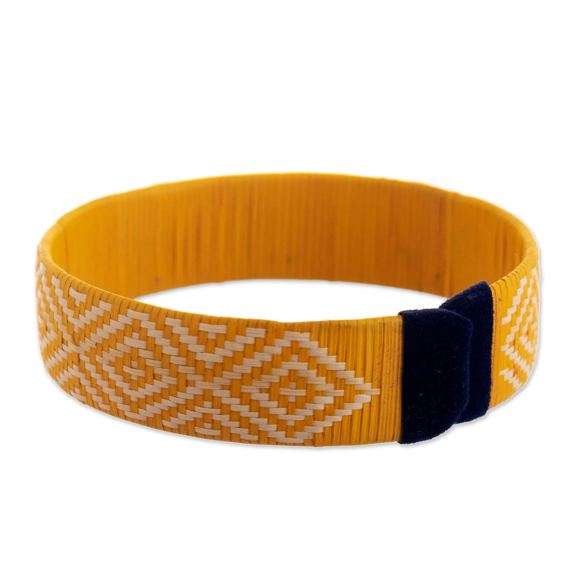 Yellow and White Woven Bracelet - Brilliant Sunshine | NOVICA