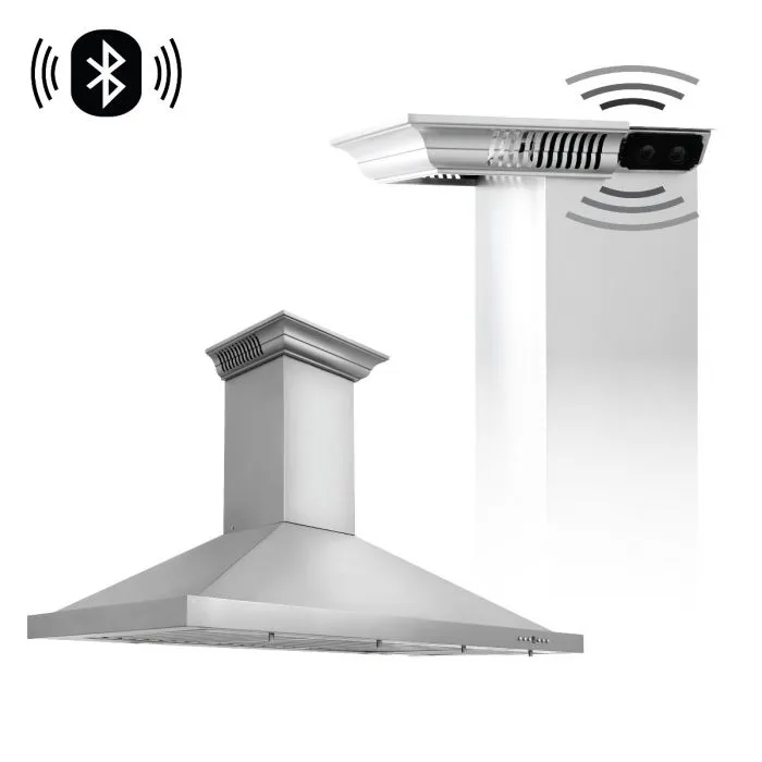 ZLINE 36 IN. Wall Mount Range Hood in Stainless Steel with Built-In CrownSound® BlueTooth Speakers (KBCRN-BT-36)